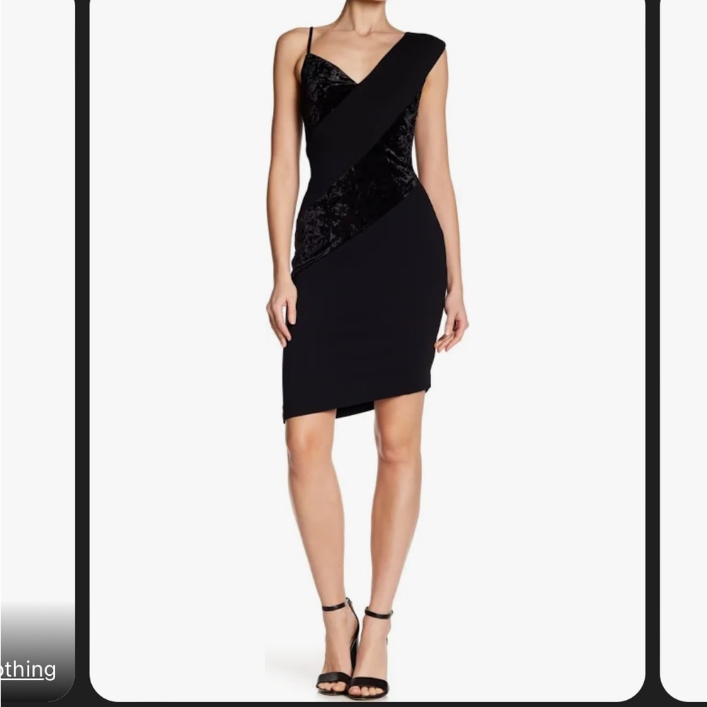Rachel Roy Women's Mixed Media Black Asymmetrical Velvet Dress Women's Size 0